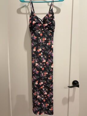 NWT - Junior L 11-13 Black Floral Midi Slip Dress  (small fit)